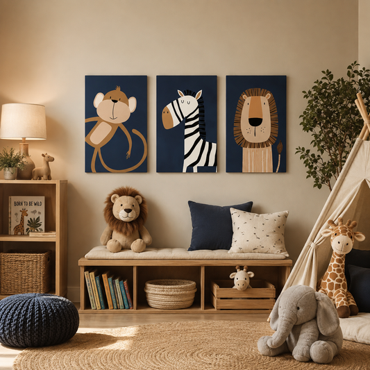 MMT Acoustix Jungle Friends printed canvas felt acoustic panel for kids room