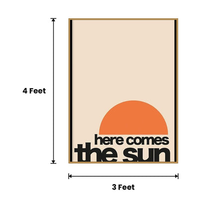 Sun Minimal Text Poster acoustic painting size guide, 4 x 3 ft