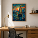 Sailboat Sunset Mosaic acoustic painting on PET felt canvas