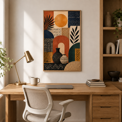 Deco Woman Abstract acoustic painting on PET felt canvas