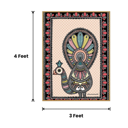 Madhubani Woman Panel acoustic painting size guide, 4 x 3 ft