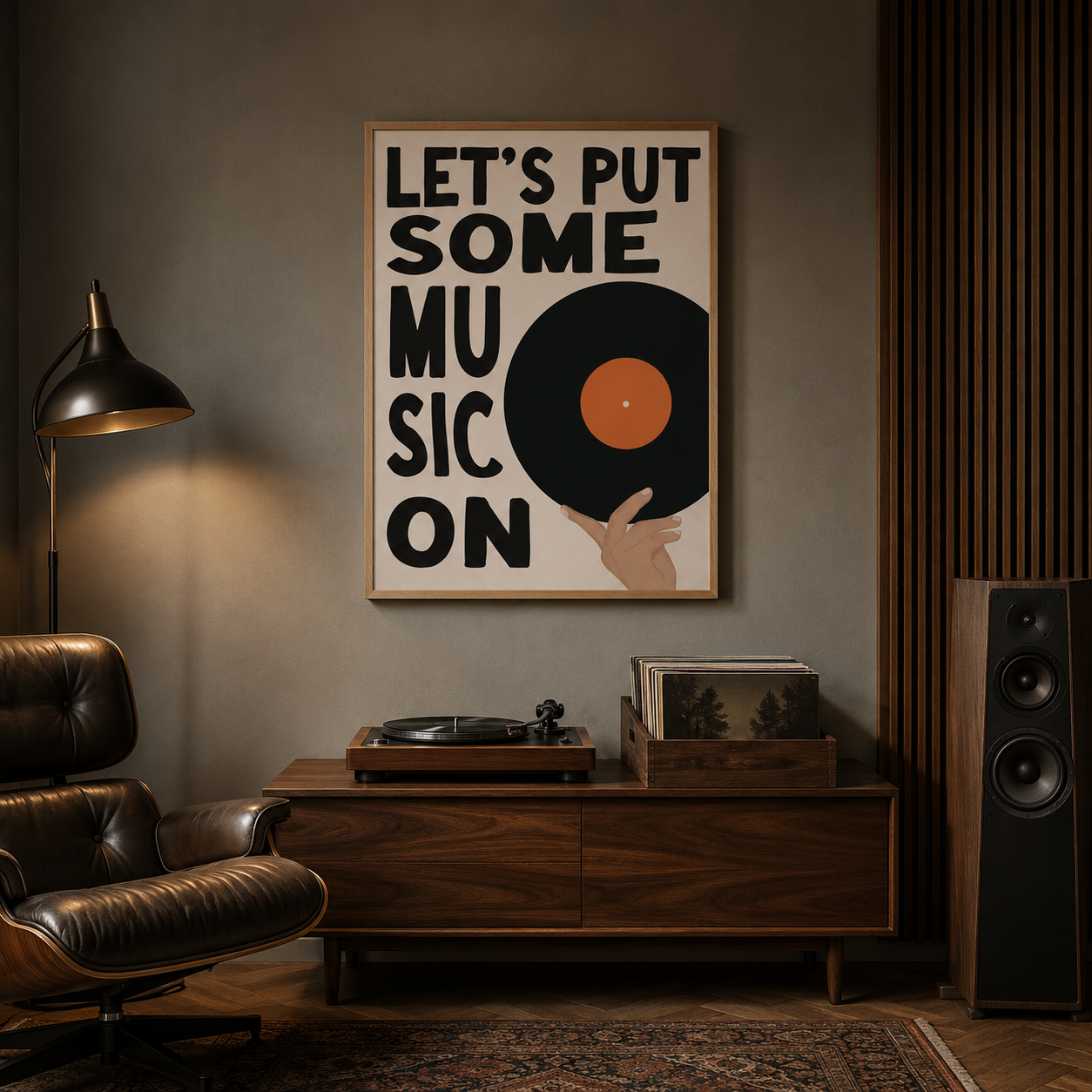 Vinyl Record Poster Cream acoustic painting on PET felt canvas