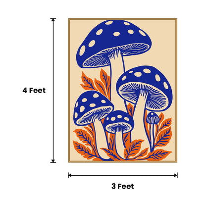 Blue Mushrooms acoustic painting size guide, 4 x 3 ft