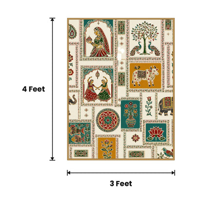Framed Botanical Collage acoustic painting size guide, 4 x 3 ft