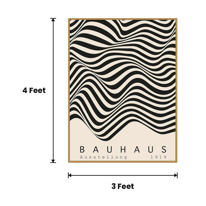 Bauhaus Wave Stripes Poster acoustic painting size guide, 4 x 3 ft