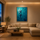Sharks Underwater Teal acoustic painting on PET felt canvas