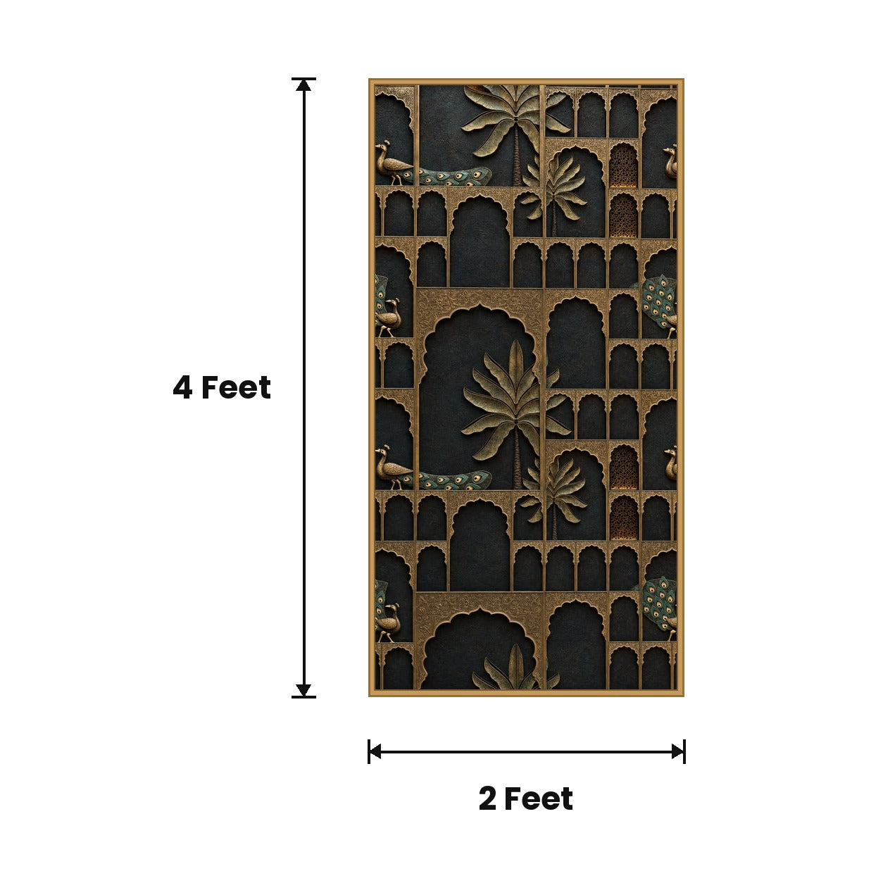 Black and Gold Arches acoustic painting size guide, 4 x 2 ft