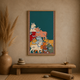 Krishna With Cow acoustic painting on PET felt canvas