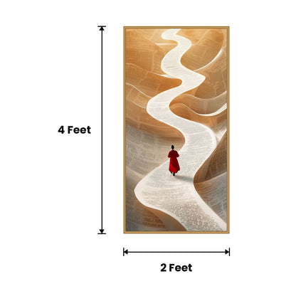 Woman In Red Paper Path acoustic painting size guide, 4 x 2 ft