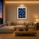 Navy Flowers acoustic painting on PET felt canvas