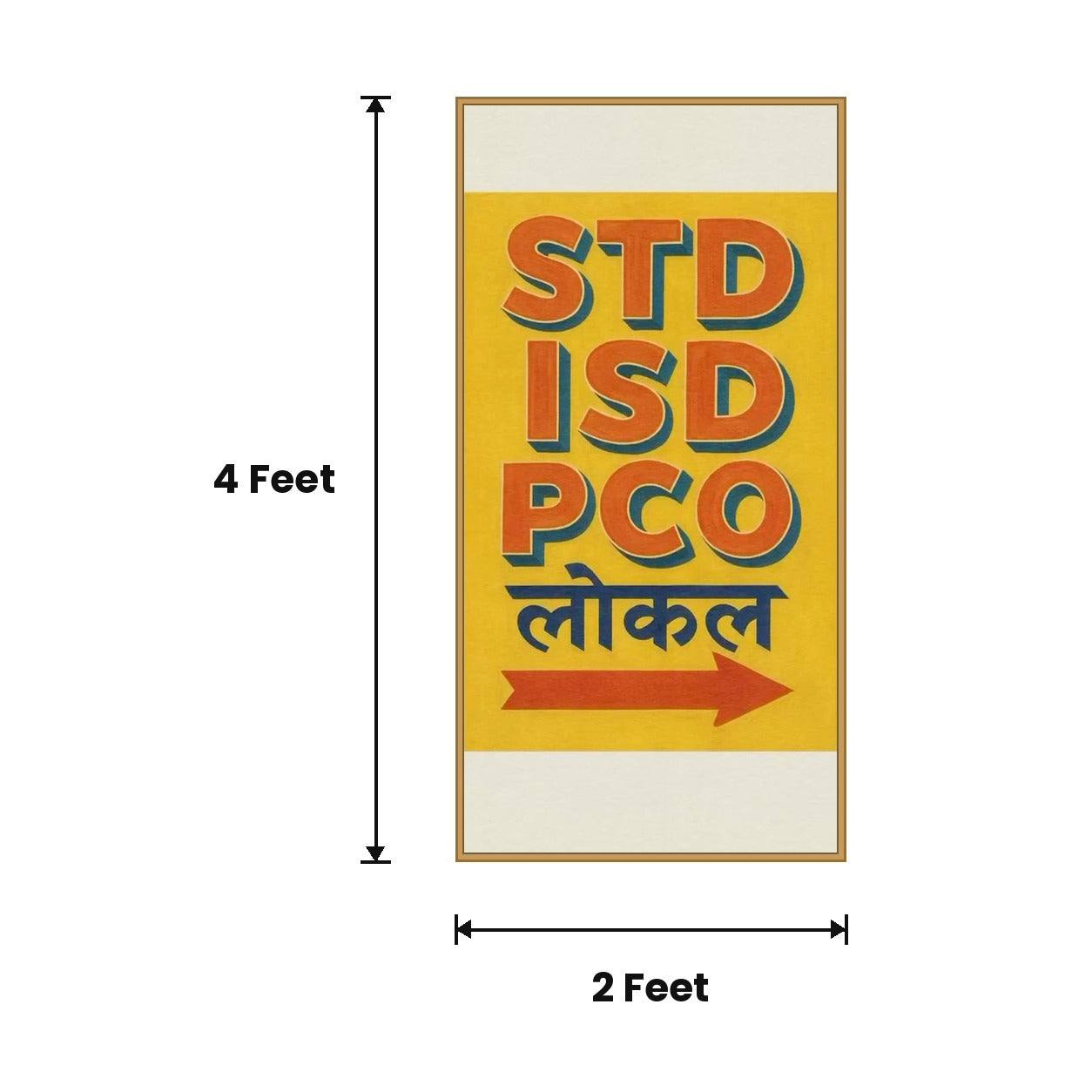 STD ISD PCO Poster Yellow acoustic painting size guide, 4 x 2 ft