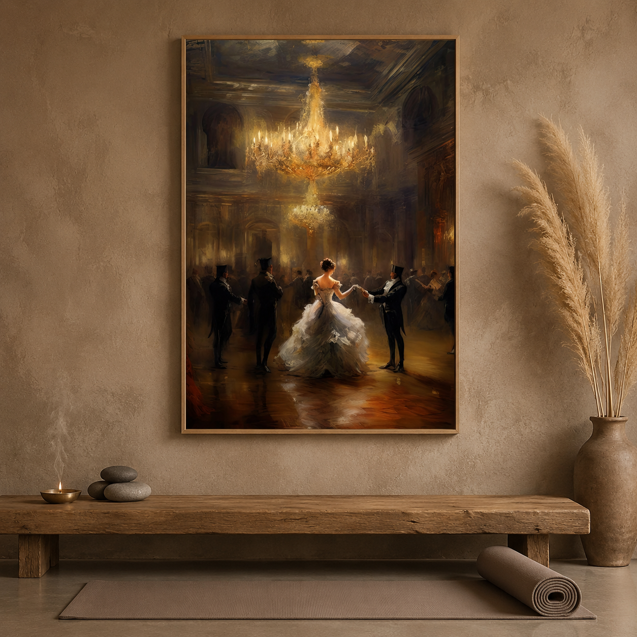 Ballroom Dancers Chandelier acoustic painting on PET felt canvas