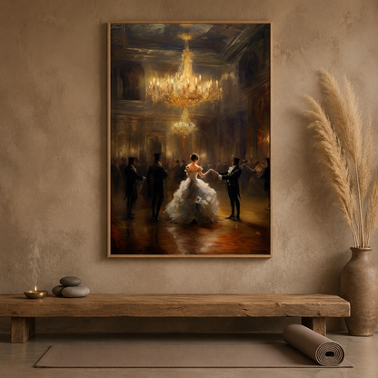 Ballroom Dancers Chandelier acoustic painting on PET felt canvas