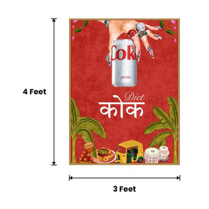 Coke Can Desi Pop Poster acoustic painting size guide, 4 x 3 ft
