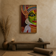 Kathakali Face Green Red acoustic painting on PET felt canvas