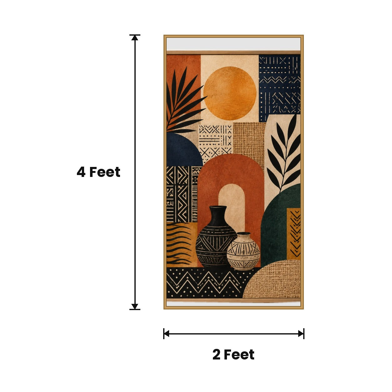 Deco Woman Abstract acoustic painting size guide, 4 x 2 ft