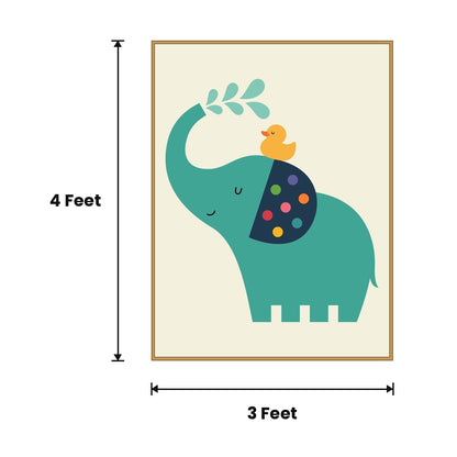 Elephant With Duck acoustic painting size guide, 4 x 3 ft