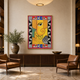 Madhubani Yellow Face acoustic painting on PET felt canvas