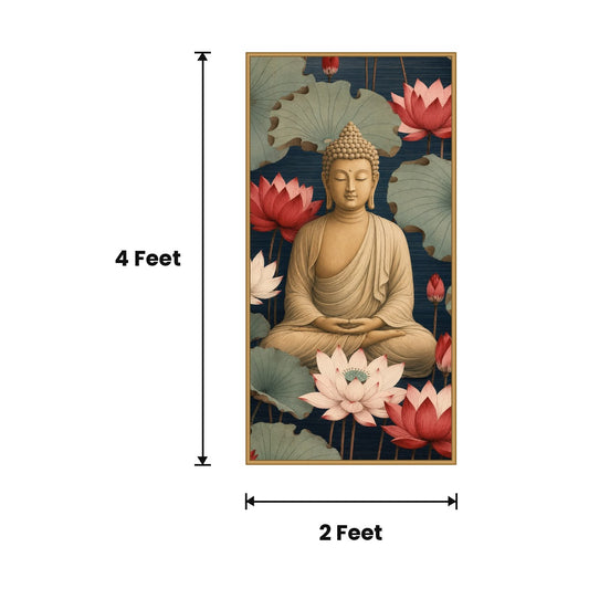 Buddha Pink Lotus acoustic painting size guide, 4 x 2 ft