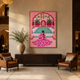 Woman At Palace Pool Pink acoustic painting on PET felt canvas