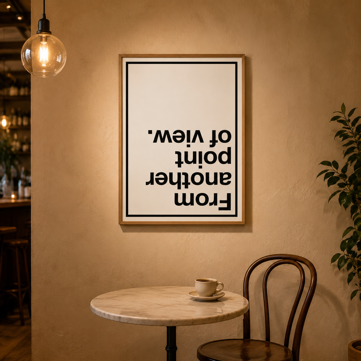 Upside Down Typography Poster acoustic painting on PET felt canvas