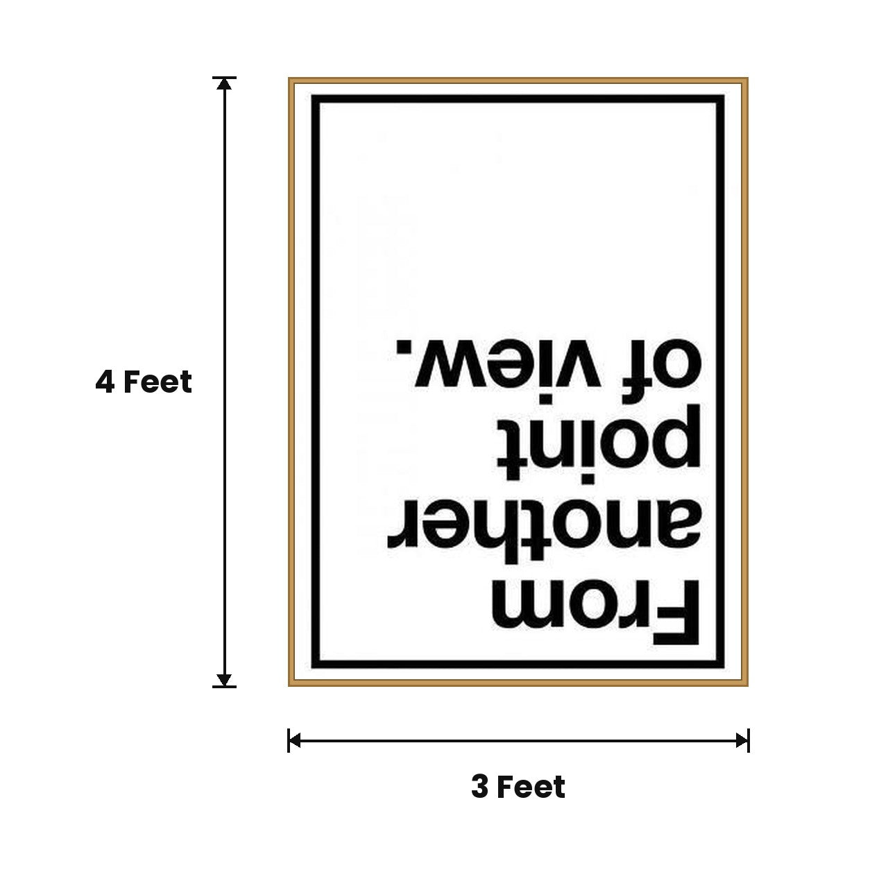 Upside Down Typography Poster acoustic painting size guide, 4 x 3 ft