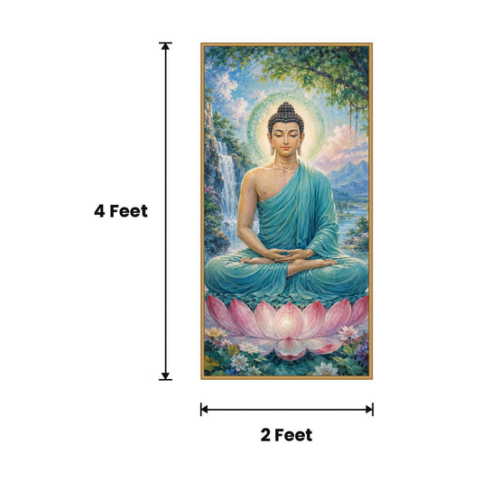 Buddha Blue Serene acoustic painting size guide, 4 x 2 ft