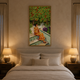 Woman On Tiled Garden Steps acoustic painting on PET felt canvas