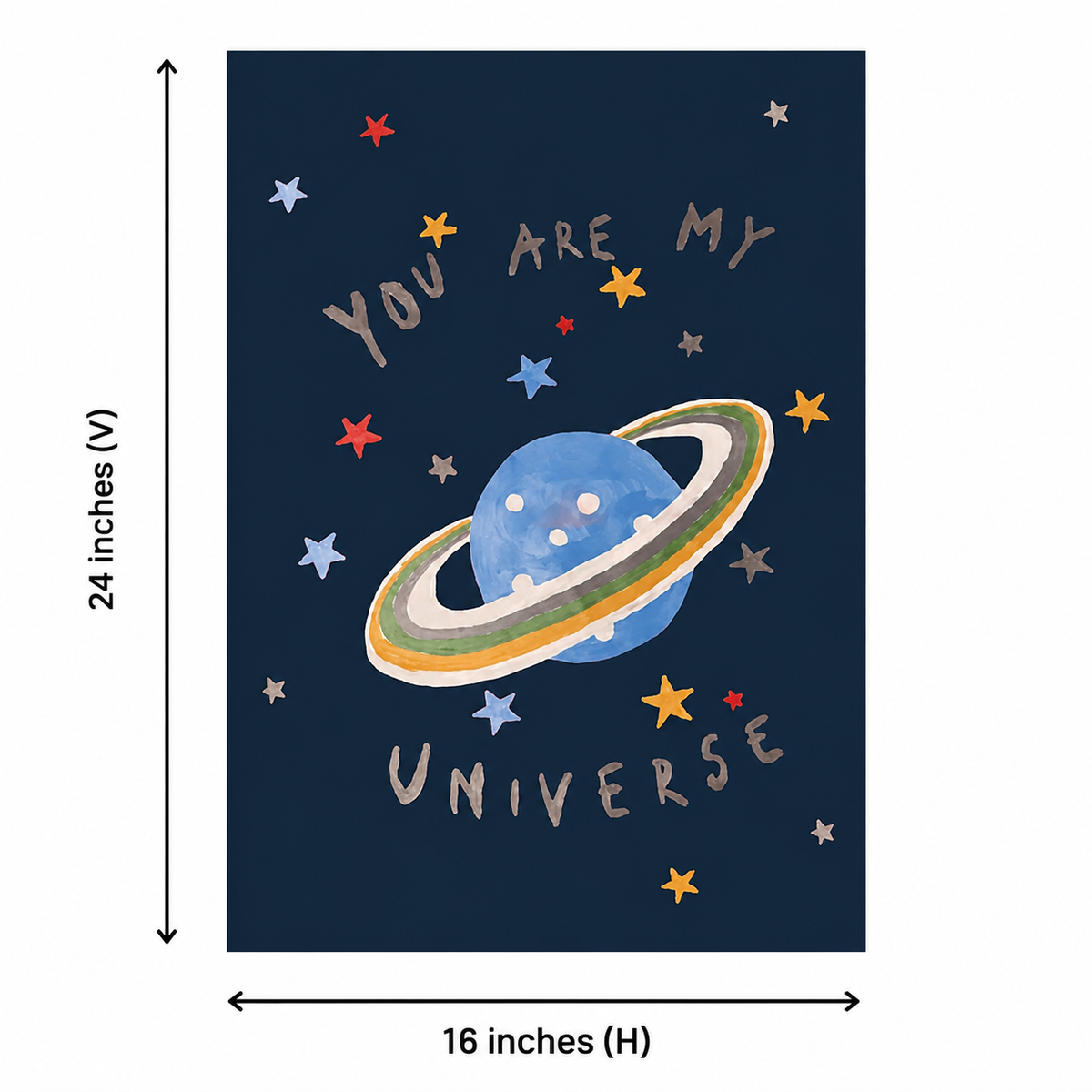 You Are My Universe acoustic painting shown installed on a kids room wall