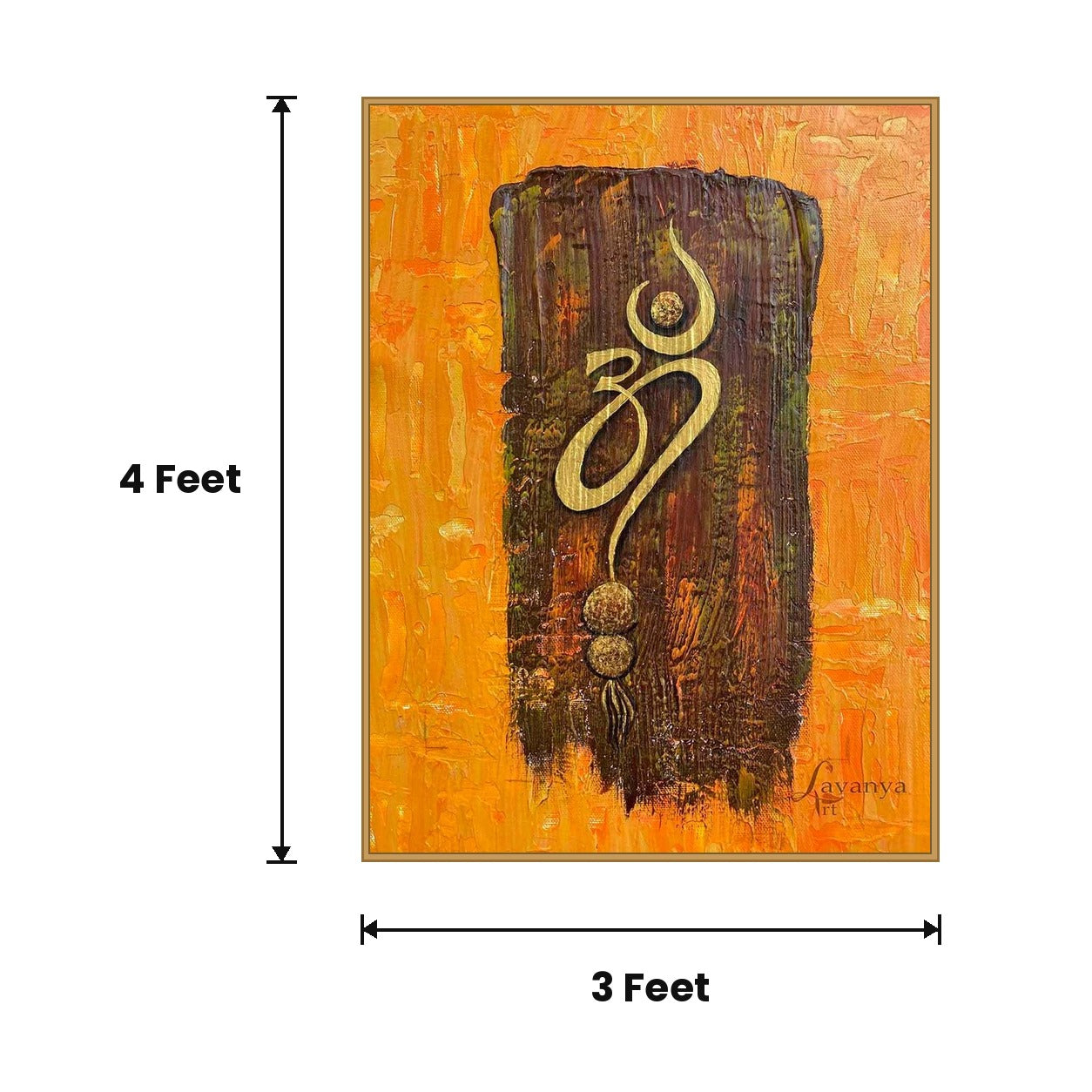 Om On Wood Panel acoustic painting size guide, 4 x 3 ft