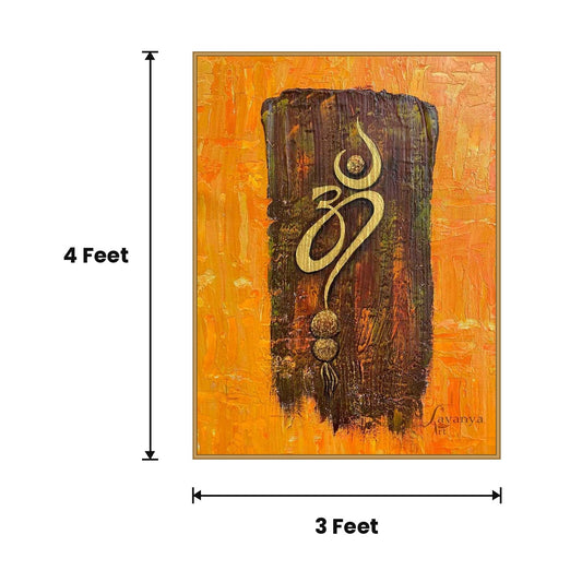 Om On Wood Panel acoustic painting size guide, 4 x 3 ft