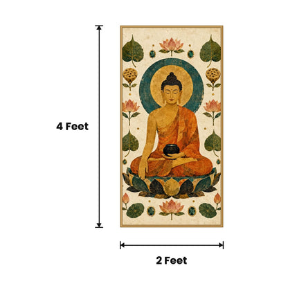 Buddha Vintage Poster acoustic painting size guide, 4 x 2 ft