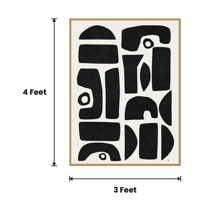 Abstract Black Shapes Poster acoustic painting size guide, 4 x 3 ft