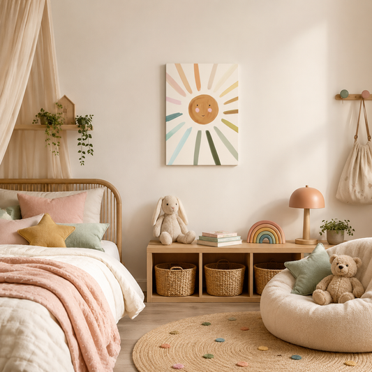 Sunny Day printed canvas felt acoustic painting for kids rooms by MMT Acoustix