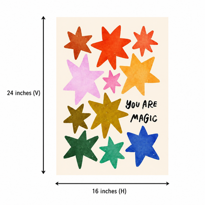 Magic acoustic painting shown installed on a kids room wall