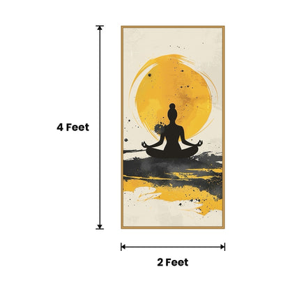 Meditation Yellow Moon acoustic painting size guide, 4 x 2 ft