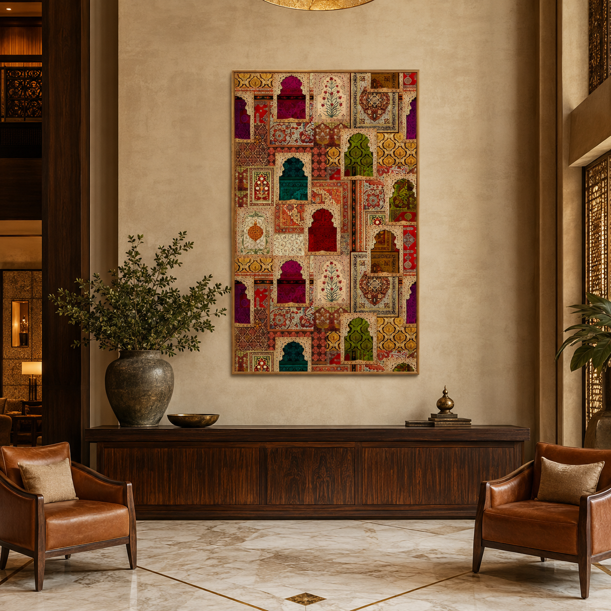 Arches Pattern Warm acoustic painting on PET felt canvas