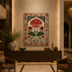 Lotus Red Pichwai Border acoustic painting on PET felt canvas