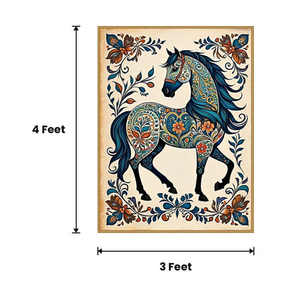 Folk Horse Floral acoustic painting size guide, 4 x 3 ft