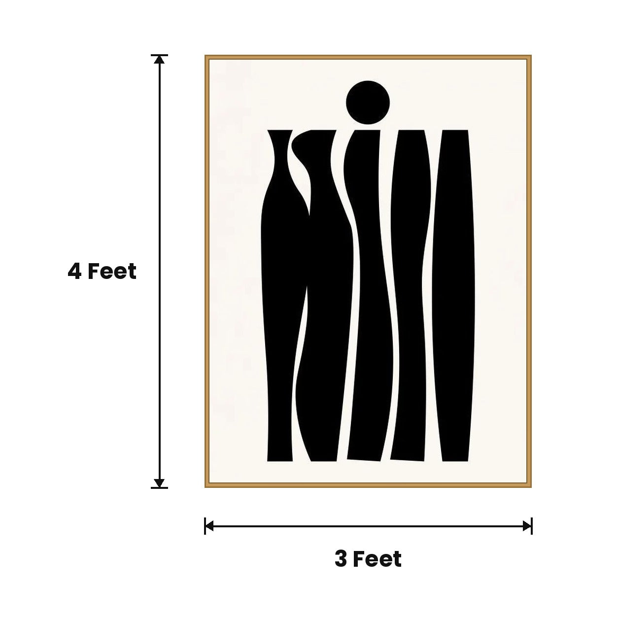 Abstract Black Figures Minimal acoustic painting size guide, 4 x 3 ft