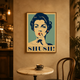 Woman Shush Pop Poster acoustic painting on PET felt canvas