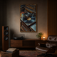 Vinyl Turntable Headphones Poster acoustic painting on PET felt canvas