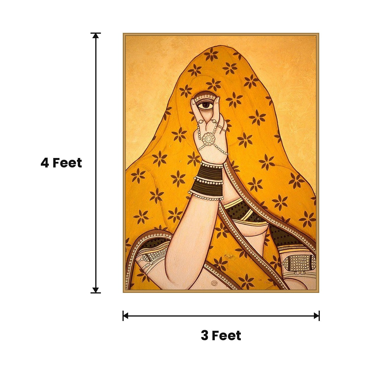 Woman In Yellow Veil acoustic painting size guide, 4 x 3 ft