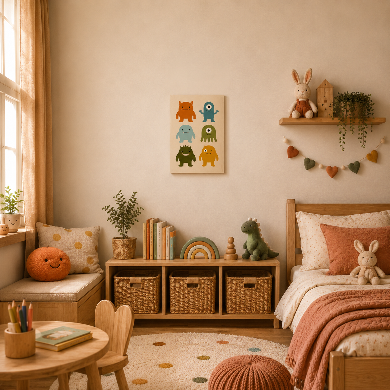 Lil Monsters printed canvas felt acoustic painting for kids rooms by MMT Acoustix