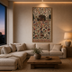 Floral Panel Cream acoustic painting on PET felt canvas