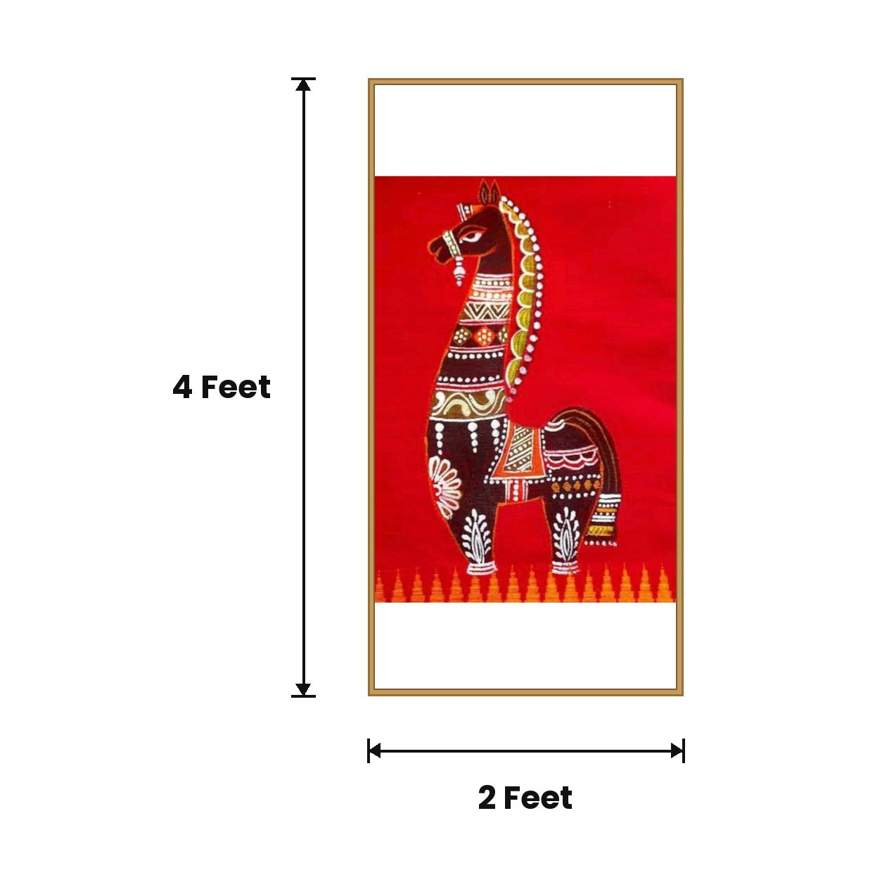 Red Folk Figure acoustic painting size guide, 4 x 2 ft