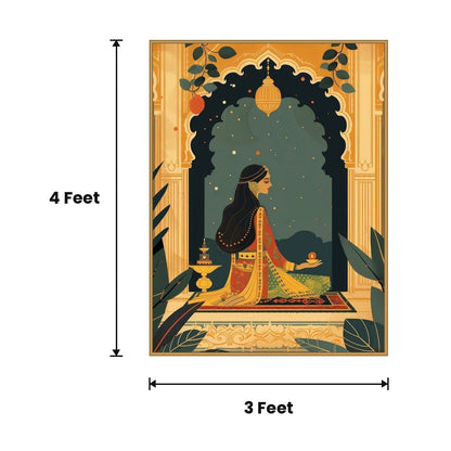 Woman In Arch Golden acoustic painting size guide, 4 x 3 ft