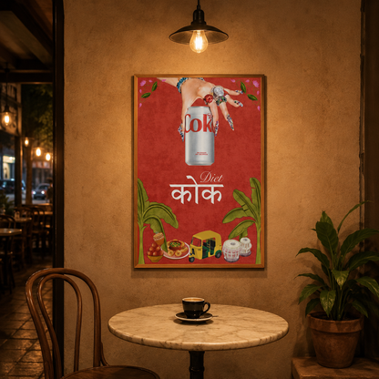 Coke Can Desi Pop Poster acoustic painting on PET felt canvas