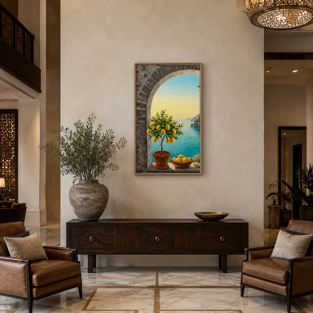Lemon Tree Coastal Arch acoustic painting on PET felt canvas