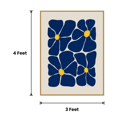 Navy Flowers acoustic painting size guide, 4 x 3 ft